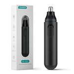 Ear and Nose Hair Trimmer for Men,2022Professional Painless Battery-Operated , Nose Ear & Facial Hair Trimmer for Men Women，IPX7Waterproof Double-Edged Blade, Easy to Clean，Black