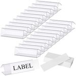 Hedume 100 Pcs Plastic Label Holder with 100 Pcs Label Inserts, 3" L x1" H Clear Plastic Shelf Label Holder, Shelf Sign and Ticket Holder, Clips On to Shelves 5/8" to 3/4" Thick