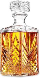 Bormioli Rocco Selecta Collection Whiskey Decanter - Sophisticated 33.75oz Diamond Decanter with Starburst Detailing - for Whiskey, Bourbon, Scotch & Liquor