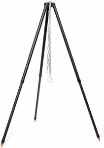 Camping Tripod for Cooking Five-Section Adjustable Campfire Tripod with Adjustable Suspension Chain Suitable for Camping, Campfire,Dutch Oven,Outdoor BBQ (Black)