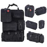 BXBXHD 6 Pack Tactical Truck Organizer Back Seat Storage Car Seat Storage Bag Molle Panels for vehicles, Car and SUV with Lots of Handy Compartments(Black)