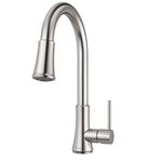 Pfister Pfirst Series Stainless Steel Kitchen Faucet w/Pull Down Sprayer, Kitchen Sink/Bar Sink Faucet w/Pull Out Kitchen Faucet Spray Head, Home Décor, 3 Settings, Single Handle Kitchen Faucets