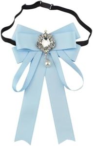 JKQBUX Bowknot Rhinestone Ribbon Bow Brooch Pre-Tied Bow tie for Women Neck Tie Wedding Party Christmas Gifts Ceremony, 12W*19L, Aluminum, crystal