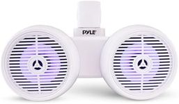 Pyle Dual Waterproof Off-Road Speakers - 6.5" 200W 2-Way Marine Wakeboard Tower Sound System w/LED Light, Full Range Outdoor Stereo Speaker for Car, ATV, UTV, Jeep, Boat, Includes Brackets (White)