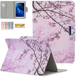 Dteck Universal Case for Most 7.9" to 8.4" Tablets - Lightweight Foldable Case with Card Holder for Fire HD 8/ Samsung Galaxy Tab 8.0" 8.4"/ Tab M8 8"/ Onn 8 Inch/Android Tablet 8 Inch (Pink Floral)