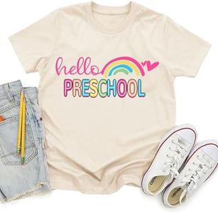 OCURHU First Day of Preschool Shirt Girls Boys Funny Rainbow Graphic Tshirt Back to School Gifts for Kids Apricot 4-5T