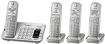 Panasonic Link2Cell Bluetooth Cordless DECT 6.0 Expandable Phone System with Answering Machine and Enhanced Noise Reduction - 4 Handsets - KX-TGE474S (Silver)