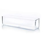 WGV Rectangle Block Glass Vase, Width 4", Length 16", Height 4", Clear Long Floral Container, Candle Holder for Home Office Wedding Decor, 1 Piece