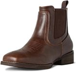J's.o.l.e Ankle Cowboy Boots for Men Square Toe Western Boots Men's Dress Chelsea Boots Dark Brown US 8