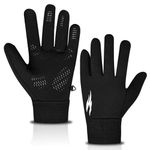 WESTWOOD FOX Winter Thermal Gloves Windproof Running Gloves Touch Screen Warm Anti Slip Silicone Cycling Gloves for Men Women, Elastic Cuff for Driving, Ski Running Football Sports (Black, XL)