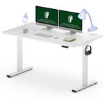 FLEXISPOT EN1 Large Stand Up Desk 55 Inches Whole-Piece Desk Computer Workstation Ergonomic Memory Controller Height Adjustable Standing Desk (White Frame + 55" White Top, 2 Packages)