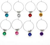 Diamond Wine Charms Set - 8 Wine Gl