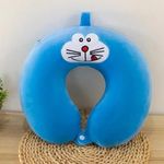 Cute Cartoon Printed Neck Pillow for Travel Orthopedic Neck Pain Relief Memory Foam Neck Support Pillow for Airplanes, Cars- Portable& Skin-Friendly U-Shaped Neck Pillow for Girls, Kids (SKY DOREMON)