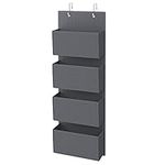 SONGMICS Over-Door Storage with 4 Pockets, Wall Hanging Storage Organiser, Practical and Spacious, for Children’s Room Office Bedroom, 33.5 x 12 x 100 cm, Slate Grey RDH04G