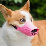 Dog Muzzle, Soft Duck Silicone Mouth Cover with Adjustable Strap for Small Medium Dogs, Best to Prevent Barking, Biting, and Chewing(Pink,XL)