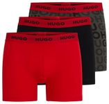 HUGO Men's BOXERBR TRPLT Design Boxer Letter, Dark Grey25, L