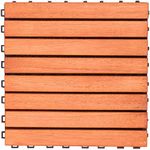 V375 Eucalyptus Hardwood - 8 Straight Slat Design - Interlocking Wood Deck Tile by Vifah