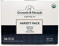 Grounds & Hounds Single Serve Organic Coffee Pods - K Cup Coffee Pods Variety Pack, K Cup Coffee Blends, Recyclable Coffee Pods, 4 Boxes of 9 Coffee Pods, 36 Count