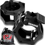 Senshi Japan Olympic Bar Collars Quick & Easy Barbell & Dumbbell Collars, Portable & Travel Friendly Clamps, Heavy Duty Performance Clips