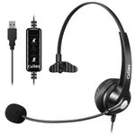 USB Headset with Microphone Noise Cancelling & Audio Controls, Callez Computer Headset for Laptop PC Skype Zoom Webinar Business Call Center Home Office, Clear Chat, Super Lightweight