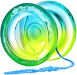 7YO Professional Responsive Yoyo for Beginners, Fingerspin Yoyo for Kids, Dual Purpose Yoyo AOE Crystal Tug Return Yoyo with 10 Yoyo Strings, Bag, KK Bearing, Axle, Bearing Removal Tool (Blue Yellow)