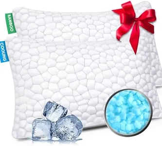 Cooling Bed Pillows Queen Size Set of 2, Shredded Memory Foam Pillows for Sleeping, Adjustable Firm Pillow for Side Back Stomach Sleepers, Gel Cool Pillow for Hot Sleepers Neck Support