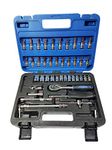 Inditrust Socket Set, 46 Pieces Spanner Socket Set 1/4" Car Repair Tool Ratchet Wrench Set Hand Tool Blue