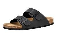 CUSHIONAIRE Men's Lane Cork footbed Sandal with +Comfort, Black Nubuck, 12