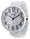 Geneva Super Large Stretch Watch Clear Number Easy Read (White)