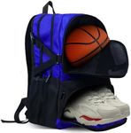 Basketball Backpack, Waterproof basketball bag with Large Shoe and Ball Compartment, Backpack for Women Men, Sports Equipment Bag for Soccer, Volleyball, Gym, Outdoor, Travel, 30L(Blue)