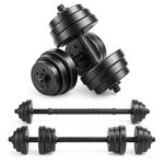 Anchor Adjustable Dumbbells Set 10kg 20kg 30kg – 2 in 1 Barbell & Free Weights for Men & Women, Home Gym Fitness, Bodybuilding & Strength Training Equipment (20, Kilograms)