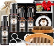 Gifts for Men Him,XIKEZAN Beard Care & Trimming Kit with Sandalwood Beard Oil, Wash, Conditioner, Balm,Brush,Unique Valentines Thanksgiving Birthday Gifts for Husband Dad,Mens Stocking Fillers