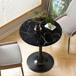 RIBAVARY™ Wooden Coffee Table Marble Laminated Look Bedside Table,Modern Coffee End Table for Living Room, Bedroom and Balcony with Latest Round Design Table (Marble Laminated, Black)