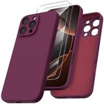 ORNARTO Compatible with iPhone 16 Pro Max Case with 2 x Screen Protector,Shockproof Liquid Silicone Gel Rubber Cover,Drop Protection Phone Case for iPhone 16 Pro Max Case 6.9"-Wine Red