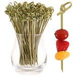 100 PCS Cocktail Picks, 12 CM Toothpicks for Appetizers, Natural Bamboo Knot Skewers, Mini Food Sticks, Fancy Tooth Picks for Drinks,Fruit,Charcuterie,Cocktail Garnish Accessories, Party Supplies