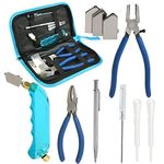 NA Professional Glass Cutter Tool Kit, Heavy Duty Glass Running Pliers and Breaker Grozer Pliers, Pistol Grip Glass Cutter with Bag, 3 Cutter Heads, Oil Dropper, Sculpture Pen and Screwdriver