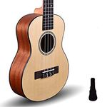 Kadence Concert Ukulele - Spruce Top Wooden Ukulele for Beginners (Acoustic, Beige) - Ukulele for Adults, Kids, Players or Professionals - Concert Ukuleles with Bag