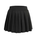 Bezioner Girls Tennis Skirt with Shorts,Golf Skort with Dual Pockets Pleated Skirt Skater Mini School Skirt Black L(8-9 Years)