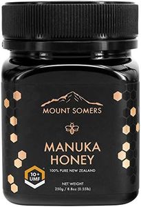 Mount Somers Manuka Honey, UMF 10+ / MGO 263+ | 100% Pure Non GMO New Zealand Manuka Honey | Genuine Natural Superfood | UMF Certified & Traceable | 250g