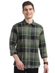 GLORYBOYZ Check Shirt for Men Full Sleeves Formal Check Shirts Slim Fit Spread Collar Stylish Big Checks Shirts for Men Office Wear Plaid Checkered Shirt Casual Office Wear (Army Green 4XL)