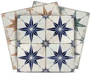 Peel and Stick Floor Tile Vintage DIY Peel and Stick Wallpaper Tile Stickers (8x8, Blue Tile)