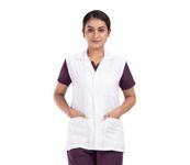 HOSPRIQS Sigma Lab Coat-Sleeveless- for Chemistry Lab Students with 1 chest pocket and 2 bottom pockets-Ideal for Students/Technicians/Professionals (White) (Medium)