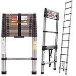 Telescopic Loft Ladder 3.2m/10.5ft Stainless Steel Ladders Portable Extendable Folding Tall Ladder, Multi-Purpose Attic Ladder Telescopic Step Ladder Straight Ladder, EN131 Certified, 330Lbs Capacity