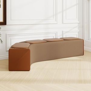 Natwind Paper Folding Stool,78’’ Accordion Folding Paper Stool,Folding Craft Bench,Shoe Change Stool,Bed Bench,One seat can Holds 400lb,Honeycomb Bench for Living Room,Coffee bar&Entrance Hall,Brown