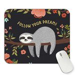 ToLuLu Square Mouse Pads, Personalized PU Leather Mouse Mat, Waterproof Ultra Smooth Mousepads, Non-Slip Suede Base Mouse Pads for Wireless Mouse Gaming Office Laptop Computer PC, Grey Sloth