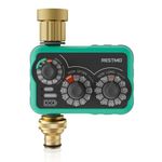 RESTMO 3-Dial Analog Water Timer with Brass Inlet & Outlet, Mechnical Sprinkler Timer for Garden Hose with Manual/Rain Delay, Automatic Drip Irrigation Timer, 480 Minutes Max Watering, Easy to Set Up