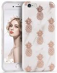 Imikoko iPhone 6/6s Case with Marble Print (Rose Gold Pineapple/White Marble)