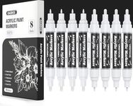 OASIDOS Acrylic Paint Pens - 8 Pack White Dual Tip Paint Markers Witch 0.7mm Extra Fine & 2mm Medium, Water-Based Acrylic Markers For Rock Painting, Wood, Canvas, Stone, Glass, Ceramic Surfaces