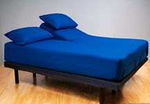 Oh Sheetz Split Head Queen Microfiber Sheets - Split Head & Deep Pocket Fits Up to 34" & 18" Mattresses - Adjustable Bed Base - Soft Bed Sheets - 2 Oversized Pillowcases (34"x20") - (Cobalt Blue)