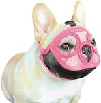 Short Snout Dog Muzzle Adjustable Mesh Bulldog Muzzle Breathable Dog Mouth Cover English French Bulldog Pekingese Shih-Tzu Pug Muzzle For Biting Barking Chewing Training Small Medium Large Dogs